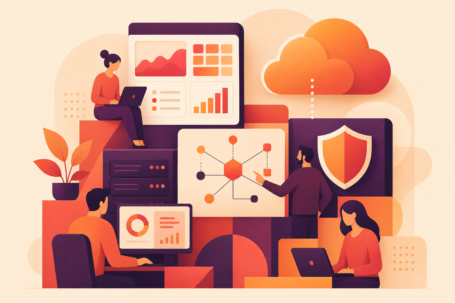 Engineers reviewing infrastructure dashboards