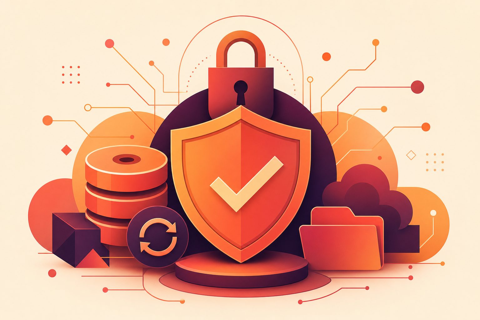 Cybersecurity and backup illustration